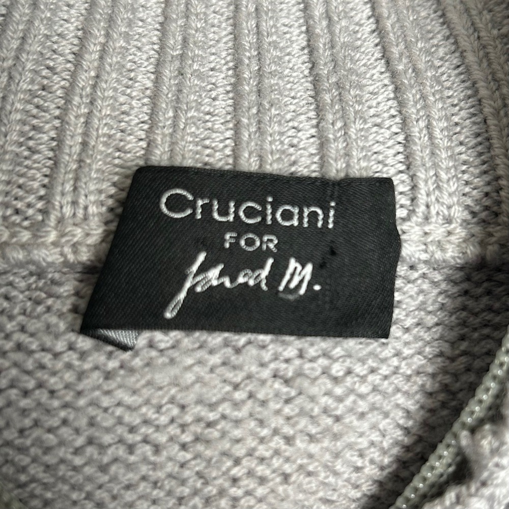 Cruciani for Jared M. Mens Full Zip Up Wool Hoodie Knit Sweater Gray Italy - Picture 8 of 10